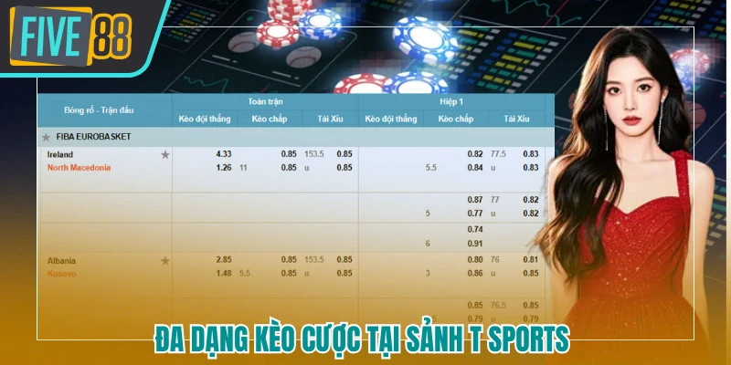 Đa dạng kèo cược tại sảnh T sports FIVE88 